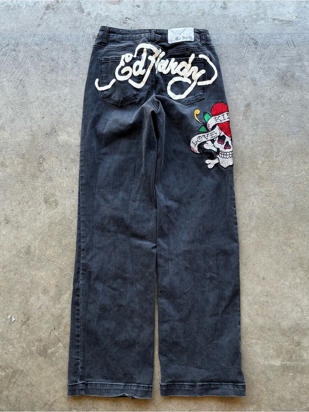 Ed Hardy Black Denim Jeans with Logo Waist Label